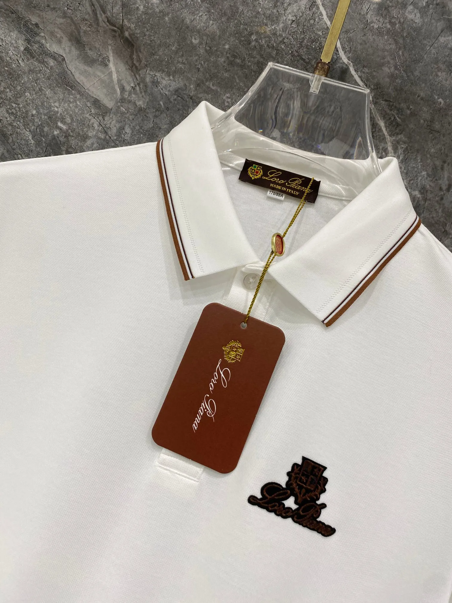 Loro Piana 2026 Autumn and Winter Long Sleeve Polo. Ice-like silk, wool fabric, soft and waxy. Breathable. The upper body is stiff and stylish. It is not easy to pill and turn white after repeated washing. Simple color lapels, low-key and design, dense and exquisite threading, light and luxurious. It is refreshing and capable when worn alone. It is suitable for down jackets and coats in autumn and winter. It has a standard fit and can be used by middle-aged and young men. Size:M-3XL
